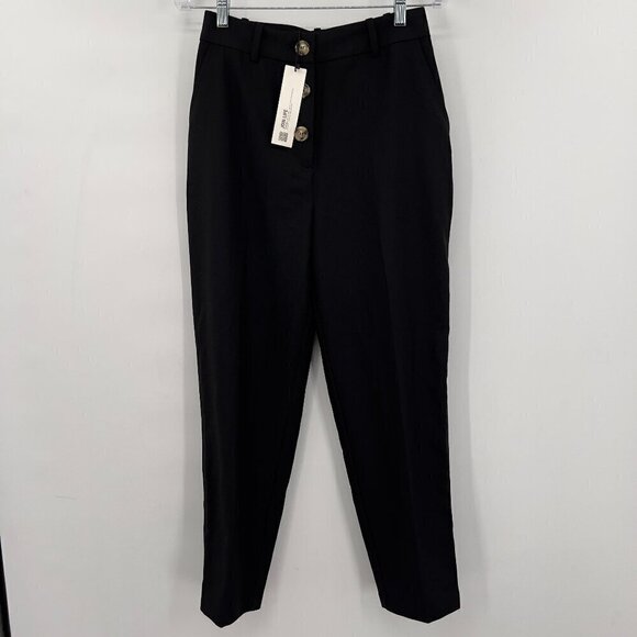 ZARA Original Women's High Waist Buttoned Black Pants /Trousers Size M NWT - Picture 1 of 9